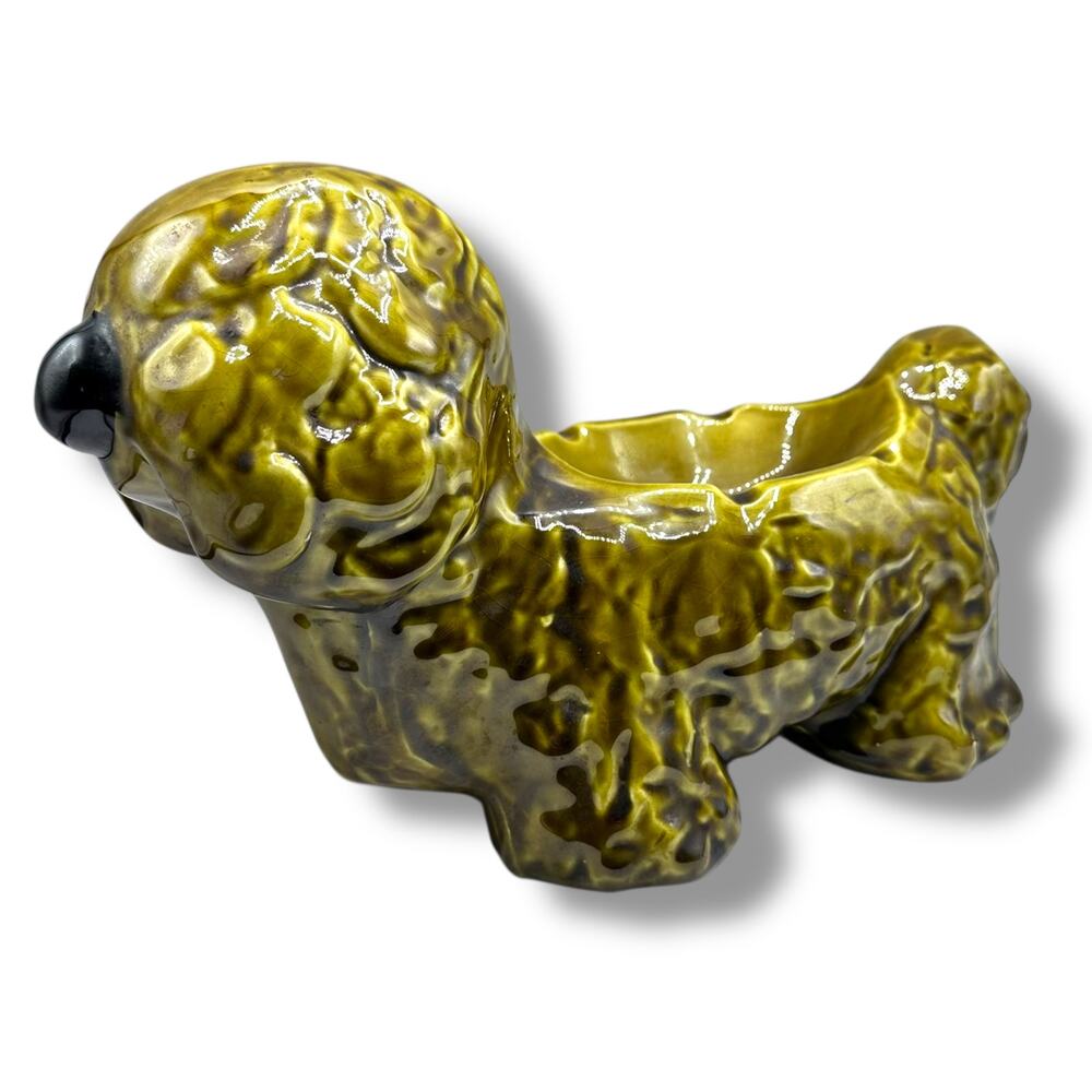 Vintage California Pottery Shaggy Dog Ashtray Trinket Dish Kitsch Mcm